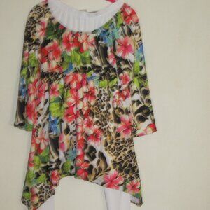 COPY - Slinky Brand Pant Set with a High-Waisted Top Flared 3/4 Length Sleeves …